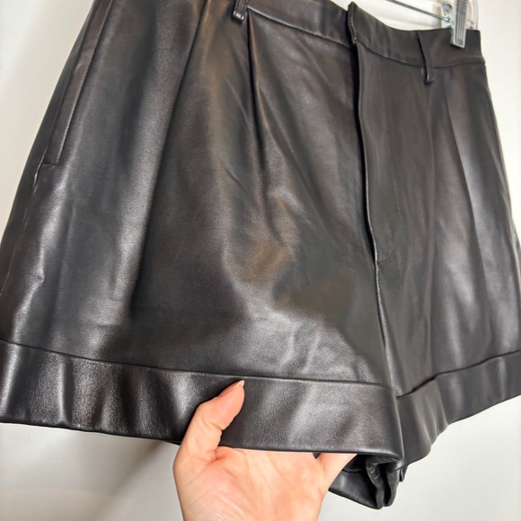 Alice + Olivia Conry Pleated Lamb Leather Shorts - Picture 9 of 10